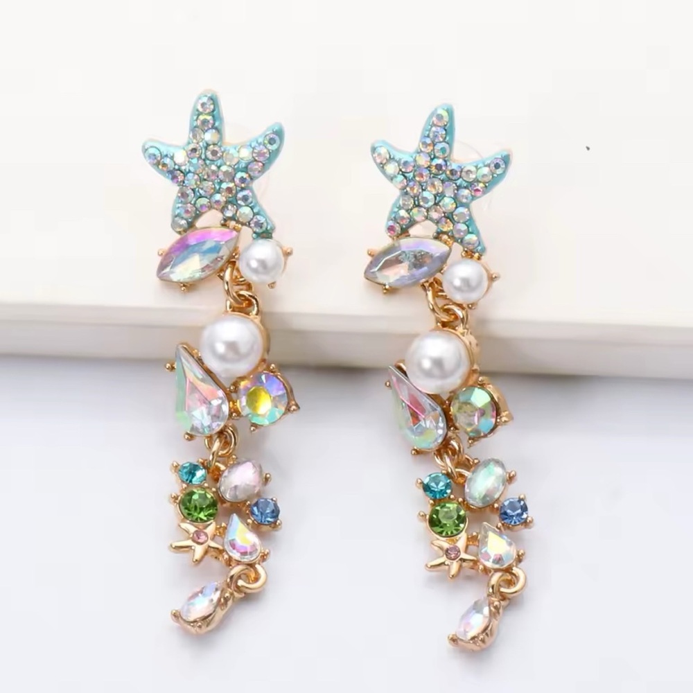 Star Fish Crystal Earrings
